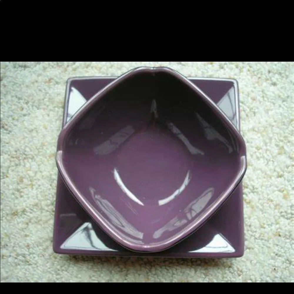 PartyLite Zen Purple Candle Holder and Plate Mint Condition